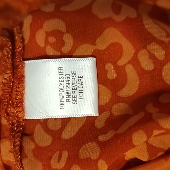 APT. 9 Tunic Top Women's 3X Terra Cotta Roll-Tab Sleeve Chiffon Layered Cheetah - Picture 12 of 12